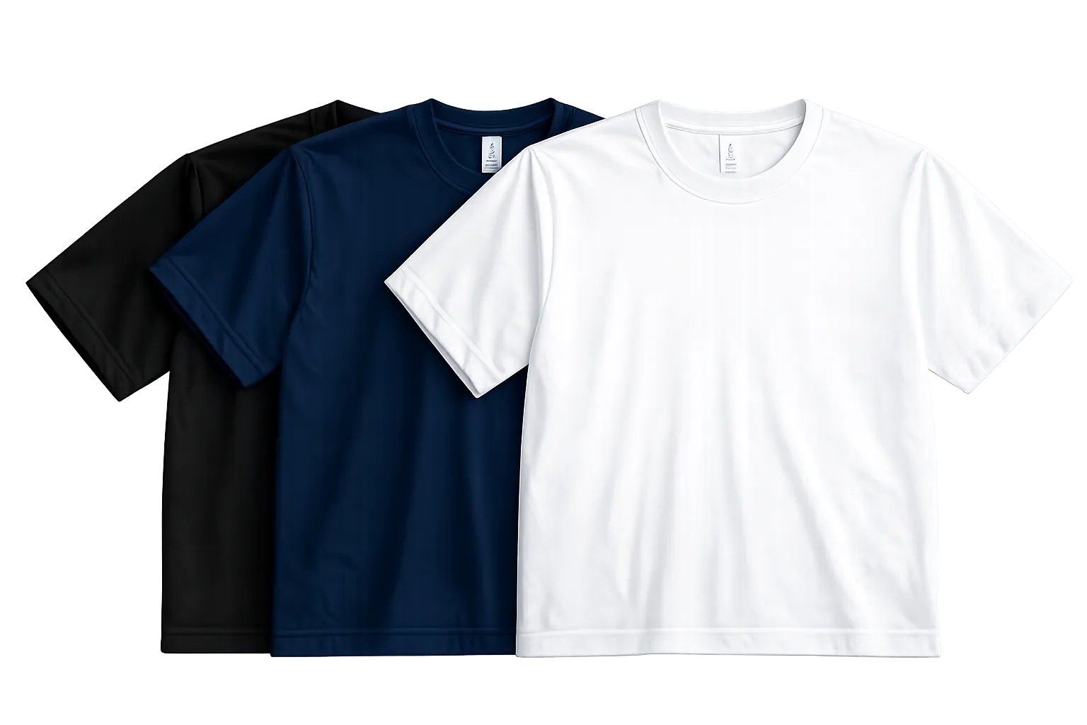 Stacked blank t-shirts in multiple colors